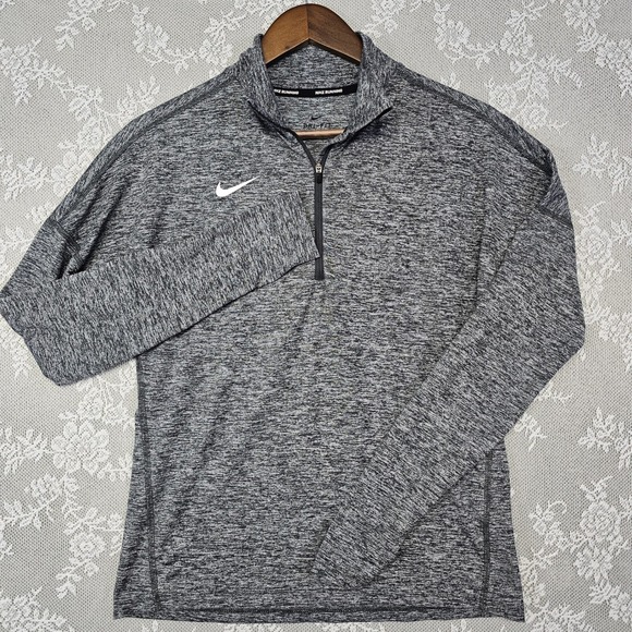 Nike Tops - Nike Running Dri Fit Half Zip Pullover Long Sleeve Top Gray Womens Small Workout